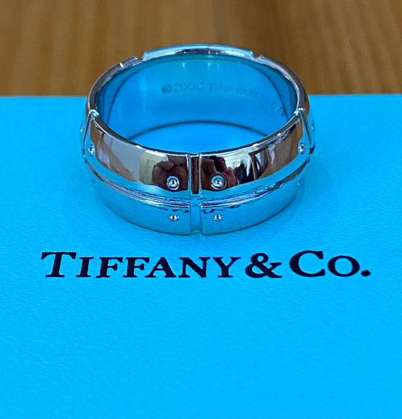 Tiffany & Co. 18ct White Gold Streamamerica 8mm Wide Ring Size 5.5