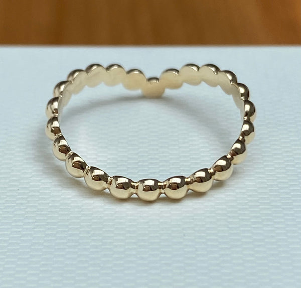 14ct Solid Gold Bubble V Ring Size 6 2.3mm Wide Stacking Ring by CTJ
