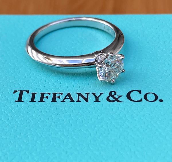 Tiffany & Co. 0.51 I/VS2 Diamond 6 Prong Engagement Ring Platinum Cert/Val/Boxes