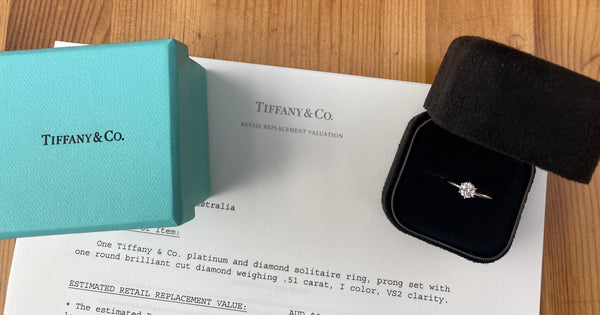 Tiffany & Co. 0.51 I/VS2 Diamond 6 Prong Engagement Ring Platinum Cert/Val/Boxes
