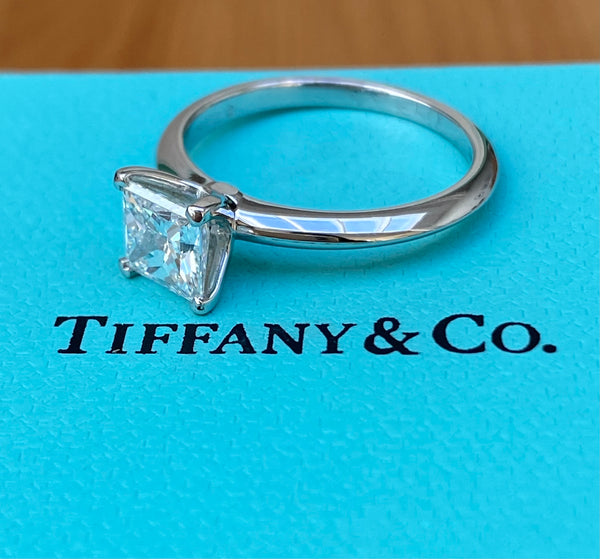 Tiffany & Co. 0.98ct G/VS1 Princess Cut Engagement Ring and 0.39tcw Diamond Band
