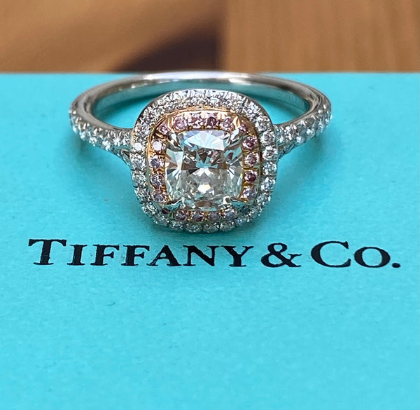 Tiffany & Co. 1.31tcw G/VVS2 Pink Diamond Soleste Engagement Ring Cert/Boxes