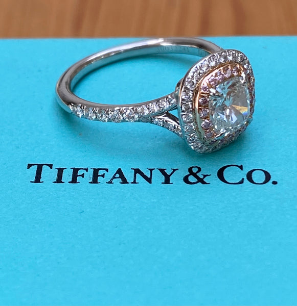 Tiffany & Co. 1.31tcw G/VVS2 Pink Diamond Soleste Engagement Ring Cert/Boxes