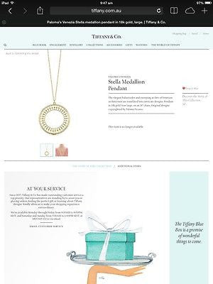 Tiffany & Co 18ct Yellow Gold Paloma Picasso Stella Large Pendant 20" 18ct Chain