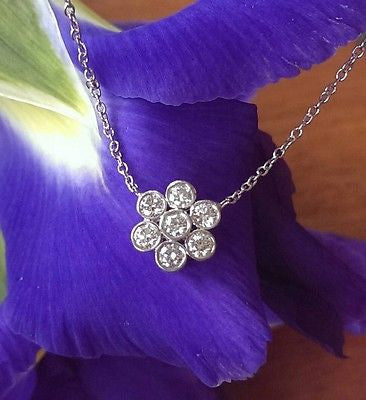 Tiffany & Co 0.25tcw Diamond Enchant Flower Pendant 16 inch Platinum Chain
