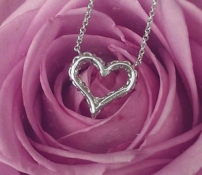 Tiffany & Co Diamond/Pink Sapphire Pinched Heart Pendant 16" Chain PT950 $2950