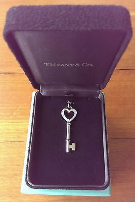 Tiffany & Co Diamond & 18ct White Gold Tiffany Heart Keys Pendant Medium $2750