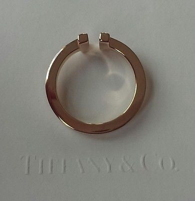 Tiffany & Co 18ct Rose Gold Tiffany 'T' Square Ring Size 8