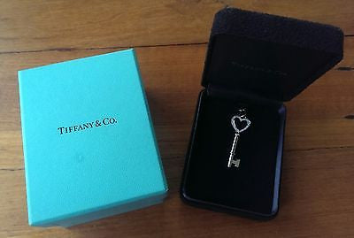Tiffany & Co Diamond & 18ct White Gold Tiffany Heart Keys Pendant Medium $2750