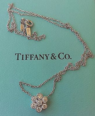 Tiffany & Co 0.25tcw Diamond Enchant Flower Pendant 16 inch Platinum Chain
