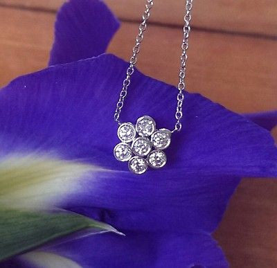 Tiffany & Co 0.25tcw Diamond Enchant Flower Pendant 16 inch Platinum Chain