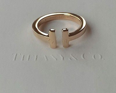 Tiffany & Co 18ct Rose Gold Tiffany 'T' Square Ring Size 8
