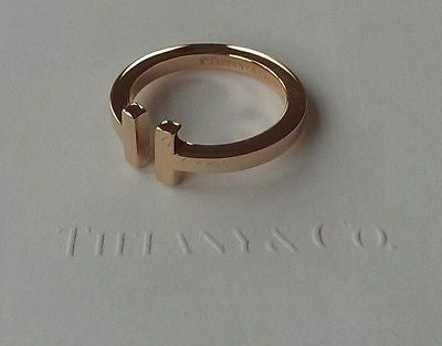 Tiffany & Co 18ct Rose Gold Tiffany 'T' Square Ring Size 8