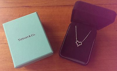 Tiffany & Co Diamond/Pink Sapphire Pinched Heart Pendant 16" Chain PT950 $2950