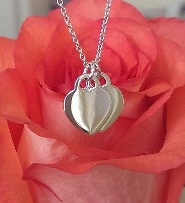 Tiffany & Co 18ct White Gold & Diamond 'Return to Tiff' Mini Dble Heart Pendant