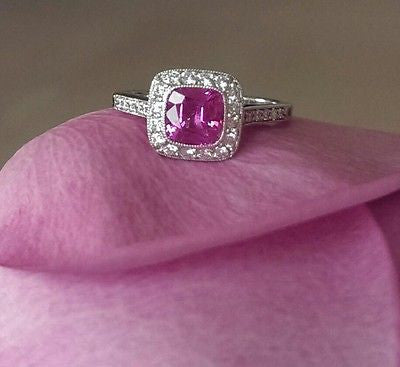 Tiffany & Co 1.21ct Pink Sapphire & Diamond Legacy Engagement/Anniversary ring