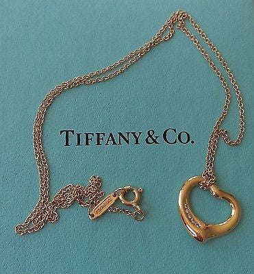 Tiffany & Co 18ct Gold and Diamond 'Elsa Peretti' Sml Heart Pendant 16"w/receipt