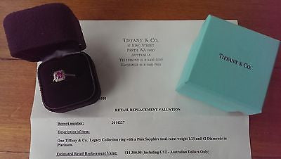 Tiffany & Co 1.21ct Pink Sapphire & Diamond Legacy Engagement/Anniversary ring