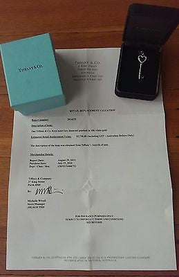 Tiffany & Co Diamond & 18ct White Gold Tiffany Heart Keys Pendant Medium $2750