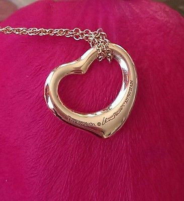 Tiffany & Co 18ct Gold and Diamond 'Elsa Peretti' Sml Heart Pendant 16"w/receipt