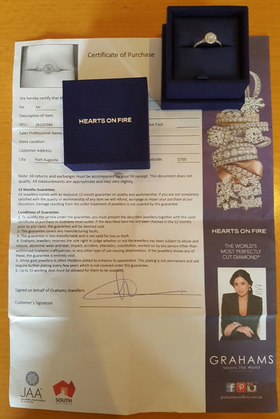 Hearts on Fire 0.96tcw Transcend Round Diamond Halo Engagement Ring RRP $11085