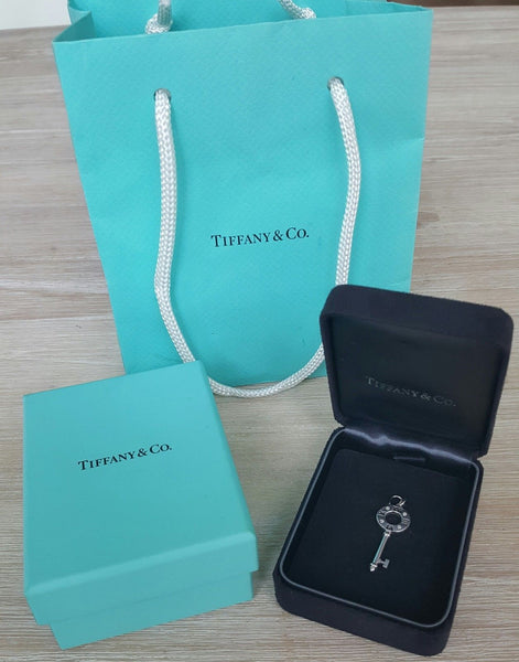 Tiffany & Co. 18ct White Gold and Diamond Atlas Pierced Key Pendant