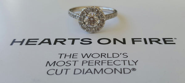 Hearts on Fire Limited Edition 0.95tcw Diamond Halo Engagement Ring 18ct Gold