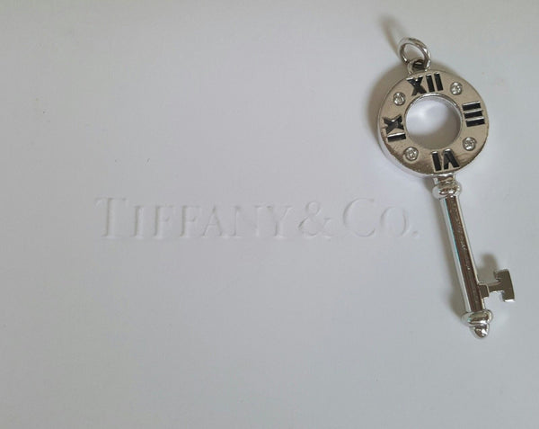Tiffany & Co. 18ct White Gold and Diamond Atlas Pierced Key Pendant