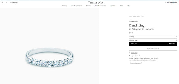 Tiffany & Co. 0.27tcw Diamond Embrace 2.2mm Half Eternity Band RRP $6750 Rcpt