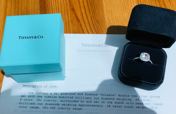Tiffany & Co. 1.31tcw G/VS1 Diamond Soleste Engagement Ring Cert/Val/Rcpt/Boxes