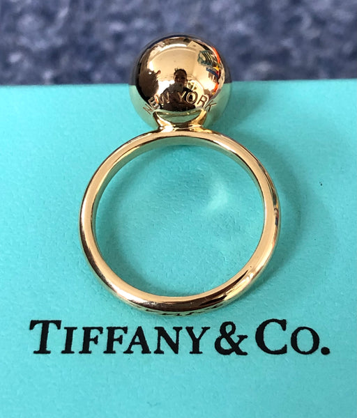Tiffany & Co. Large 12mm Solid 18ct Yellow Gold Hardwear Ball Ring with Box 7.48gms