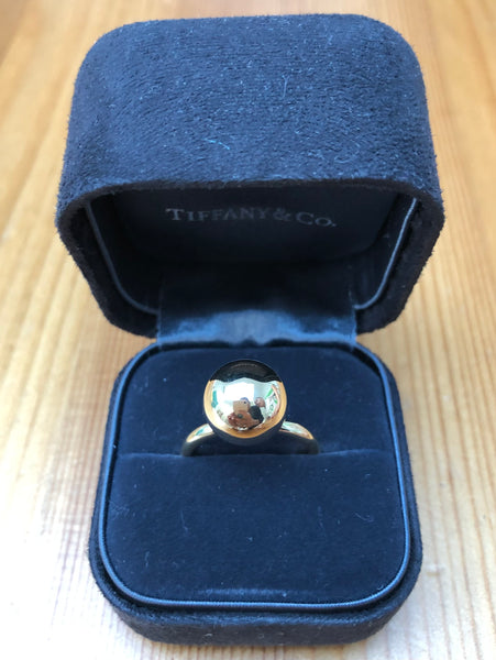 Tiffany & Co. Large 12mm Solid 18ct Yellow Gold Hardwear Ball Ring with Box 7.48gms