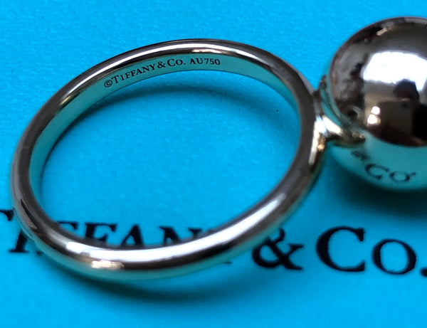 Tiffany & Co. Large 12mm Solid 18ct Yellow Gold Hardwear Ball Ring with Box 7.48gms