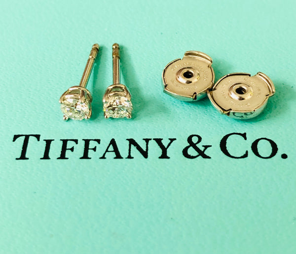 Tiffany & Co. 0.22tcw Diamond Stud 4 Prong Earrings in Platinum with Box