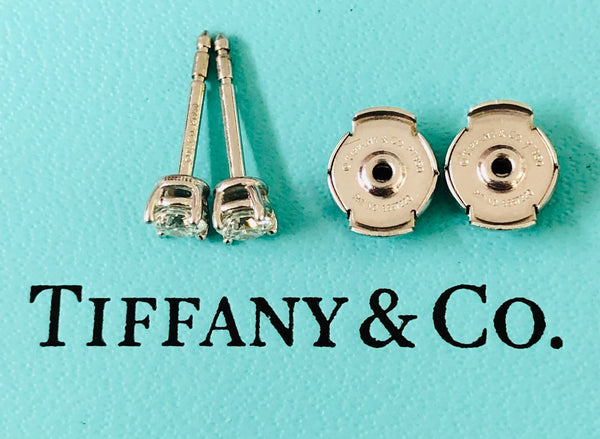 Tiffany & Co. 0.22tcw Diamond Stud 4 Prong Earrings in Platinum with Box