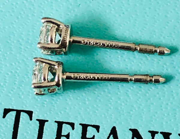 Tiffany & Co. 0.22tcw Diamond Stud 4 Prong Earrings in Platinum with Box