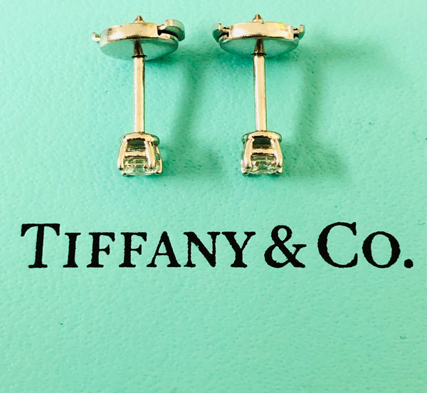 Tiffany & Co. 0.22tcw Diamond Stud 4 Prong Earrings in Platinum with Box