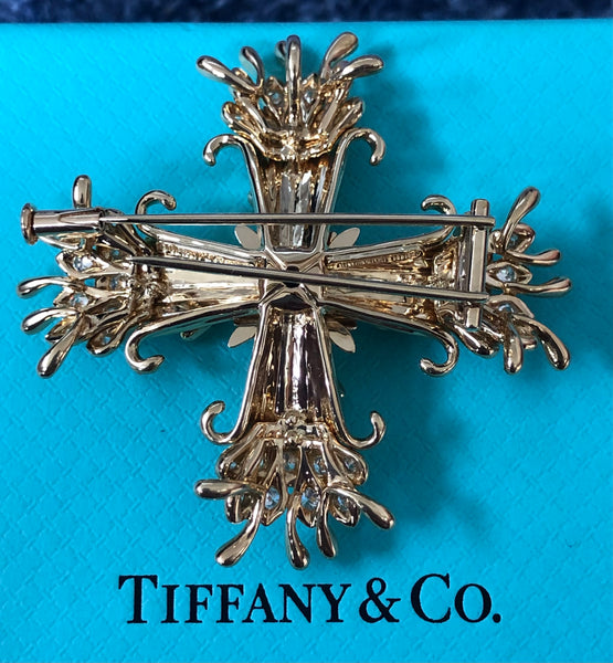 Tiffany & Co. 1.18tcw Diamond & 18ct Solid Gold Maltese Cross Rcpts/Boxes $32000