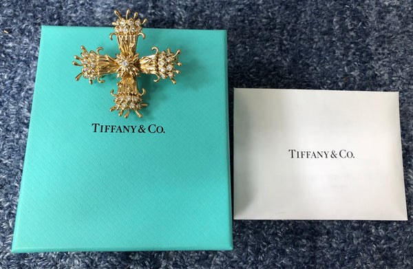 Tiffany & Co. 1.18tcw Diamond & 18ct Solid Gold Maltese Cross Rcpts/Boxes $32000