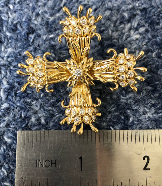 Tiffany & Co. 1.18tcw Diamond & 18ct Solid Gold Maltese Cross Rcpts/Boxes $32000