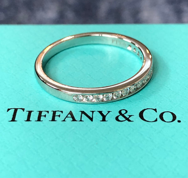 Tiffany & Co. 0.17tcw Diamond and Platinum Half Eternity Wedding/Anni Ring $4350