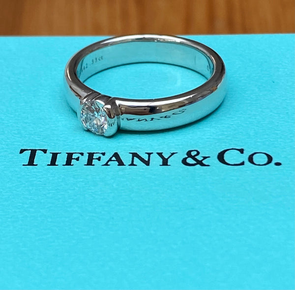 Tiffany & Co 0.33ct F/VS2 Etoile Solitaire Diamond Engagement Ring Platinum