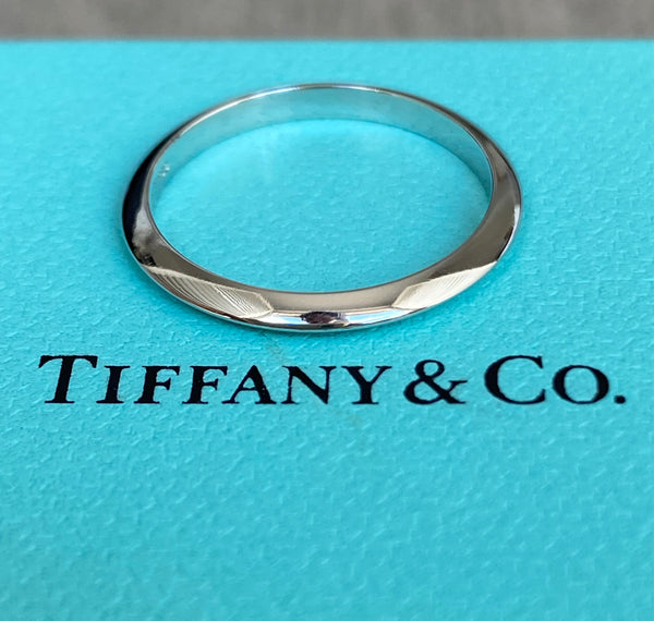 Tiffany & Co. 2mm Platinum Knife Edge Ring with Receipt