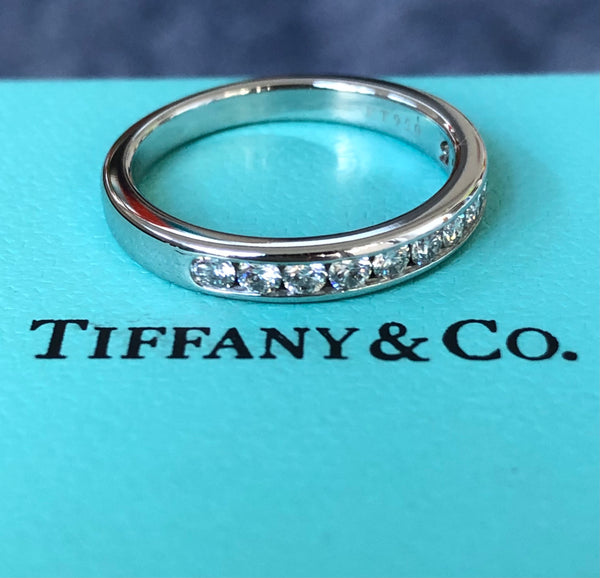 Tiffany & Co. 0.33tcw Diamond Half Eternity Band Platinum 3mm wide $6200
