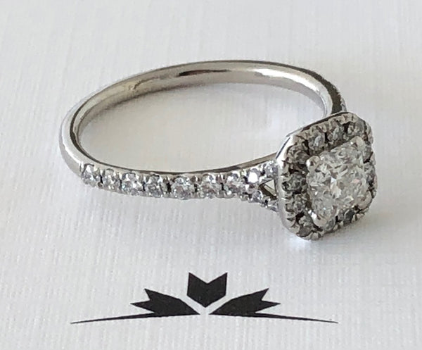 Hearts on Fire 0.91tcw Diamond Halo Dream Cut Engagement Ring $10255 Cert/Rcpt/Boxes