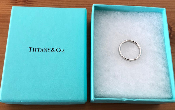 Tiffany & Co. 3mm Lucida Platinum Band Ring with 1 Lucida Cut Diamond