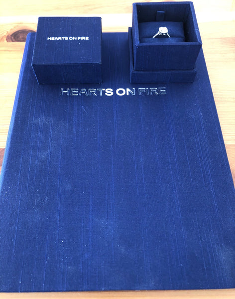 Hearts on Fire 0.91tcw Diamond Halo Dream Cut Engagement Ring $10255 Cert/Rcpt/Boxes