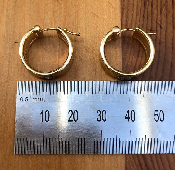 Tiffany & Co. Vintage 1837 Solid 18ct Yellow Gold Wide 9mm Hoop Earrings 13.5gms Boxes