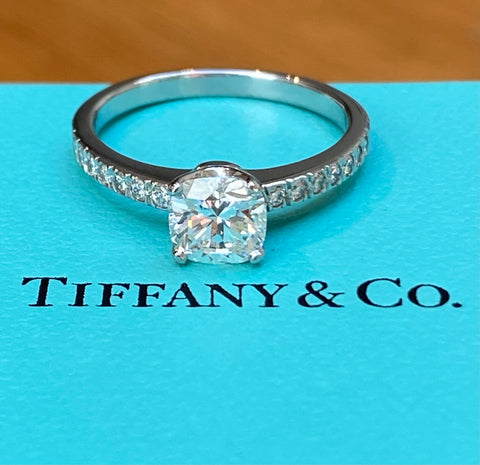 Featured piece: Pre-Loved Tiffany & Co. 1.07tcw H/VS1 Novo Diamond Engagement Ring in Platinum
