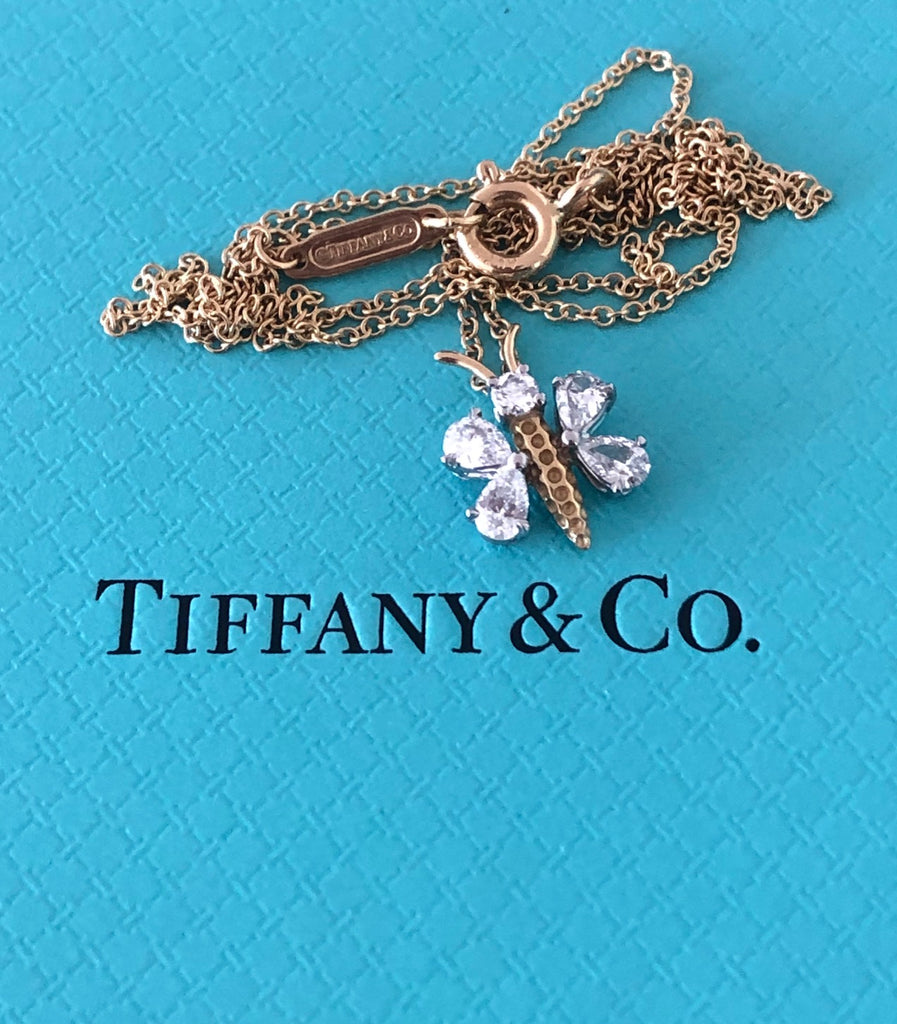 Adorable Pre-Loved Tiffany & Co. 0.64tcw Diamond Butterfly Schulumberger Pendant